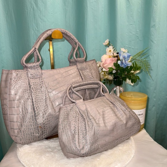 NWOT VINTAGE - Cole Haan Lavender Croco Embossed Handbag Set - Picture 10 of 10